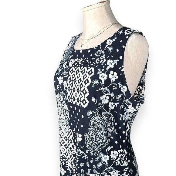 TOMMY HILFIGER Bali Patchwork Jersey Dress Sheath Sleeveless Blue Cocktail 12 - Picture 5 of 12